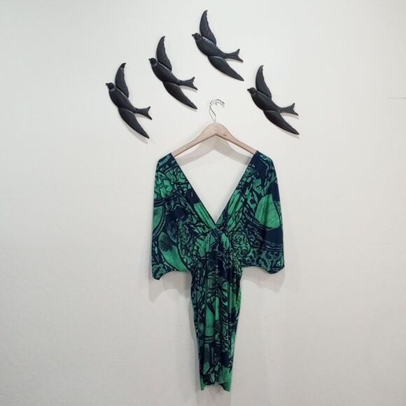 NEW! T-Bags Los Angeles Plunging Kimono Style Dress Beach Cover Up - L - Picture 2 of 9